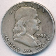 Amerikai Egyesült Államok 1958D 1/2$ Ag 'Franklin' T:2- Ph. 
USA 1958D 1/2 Dollar Ag 'Franklin' C:VF... - Zonder Classificatie