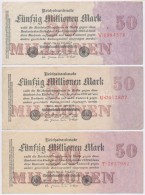 Németország / Weimari Köztársaság 1923. 50.000.000M (3x) 7 JegyÅ±... - Zonder Classificatie