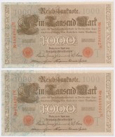 Német Birodalom 1910. 1000M (4x) HétjegyÅ± Sorszám, Piros Pecséttel,... - Zonder Classificatie