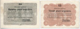 1849. 15kr + 30kr 'Kossuth Bankó' T:III - Unclassified