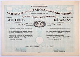 Románia / Bukarest 1922. 'Zabolai Faipar Részvénytársaság'... - Ohne Zuordnung