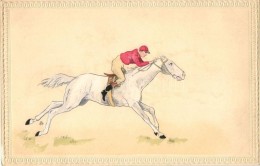 ** T2 Jockey, Humour; Hand Tinted Postcard Emb. Frame  H. H. I. W. Nr. 493. - Ohne Zuordnung