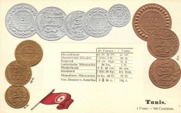 ** T1/T2 Tunis, Tunesia - Set Of Coins, Currency Exchange Chart Emb. Litho - Zonder Classificatie