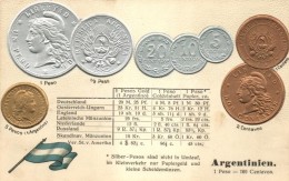 ** T1/T2 Argentinien, Argentina - Set Of Coins, Currency Exchange Chart Emb. Litho - Unclassified