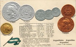 ** T1/T2 Argentinien, Argentina - Set Of Coins, Currency Exchange Chart Emb. Litho - Zonder Classificatie