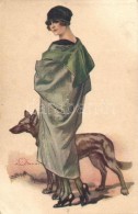 ** T2/T3 Italian Art Postcard, Lady With Dog, Anna & Gasparini 457-5. S: A. Terzi  (EK) - Non Classificati