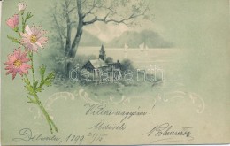 T2 1899 Floral Silk And Litho Postcard - Unclassified