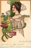 T2 Art Nouveau, Floral Litho Postcard - Ohne Zuordnung