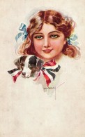 T2 Girl And Puppy, Art Deco Postcard PFB No. 3968/6. S: Usabal - Zonder Classificatie