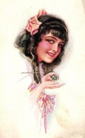 * T2/T3 Girl, Art Deco Postcard Erkal No. 314/4. S: Usabal - Zonder Classificatie