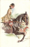 ** T2/T3 Jockey Lady, Italian Art Postcard, Erkal No. 320/4 S: Usabal (EK) - Zonder Classificatie