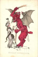 T2/T3 Krampus And Lady, H. H. I. W. No. 1256. Artist Signed (EK) - Non Classés