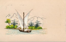 ** T1/T2 Sailboat, Silk And Litho Postcard - Sin Clasificación