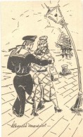 ** T1 1954 'Átkaroló Mozdulat' Matróz, Humoros Grafikai Képeslap / Mariner, Humorous... - Non Classés