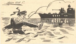 ** T1 1954 'Házon Kívül' Matróz, Humoros Grafikai Képeslap / Mariner, Humorous... - Non Classificati