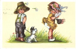 T3 Children, Dog, Humour, Ha. Co. 7446., Artist Signed (kis Szakadás / Small Tear) - Ohne Zuordnung