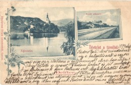 T2/T3 1899 Lesce-Bled, Vasútállomás, Templom A Szigeten, Divald / Railway Station With Church... - Non Classés
