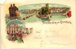 * T3 Geneva, Geneve; Monument, Lady, Litho (EB) - Ohne Zuordnung