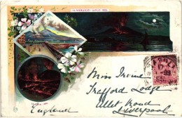 T3 1899 Mount Vesuvius, Il Vesuvio; Luglio 1895, Lava 1895 / Eruption, Floral, Litho, TCV Card (EK) - Unclassified