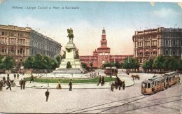 ** T2/T3 Milano, Largo Cairoli E Mon. A Garibaldi / Square, Monument, Tram (EK) - Zonder Classificatie