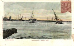 * T4 Civitavecchia, Tempesta Del 9. Maggio 1902 / Sea Storm (pinholes) - Non Classificati