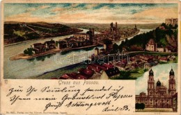 T2 1899 Passau, Dom; Verlag Gg. Kleiter / Cathedral, Litho (fl) - Zonder Classificatie