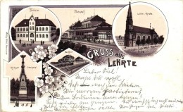 T2 1897 Lehrte, Bahnhof, Krieger-Denkmal / Railway Station, Military Monument, Litho - Zonder Classificatie