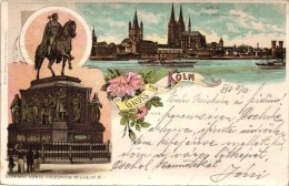 T2/T3 1898 Köln, Denkmal König Friedrich Wilhelm III / Friedrich Wilhelm III Monument, Floral Litho - Zonder Classificatie