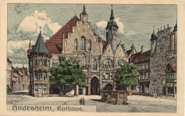 ** T1 Hildesheim, Rathaus; Kunstverlag Fischer & Fassbender Etching Style Art Postcard - Zonder Classificatie