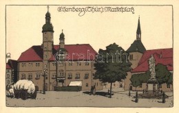 ** T1 Eisenberg, Marktplatz, Kunstverlag O. Wurfschmidt Nr. 1110, Künstler-Steinzeichnung - Zonder Classificatie