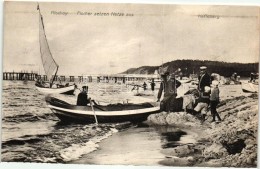 * T1/T2 Miedzyzdroje, Misdroy; Kaffeberg, Fischer Setzen Netze Aus / Beach, Fishing Boat - Ohne Zuordnung