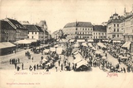 ** T2/T3 Zagreb, Agram; Jelacsics Tér, Piac, Dr. Eugen Radó üzlete / Jelacicplatz / Square,... - Ohne Zuordnung
