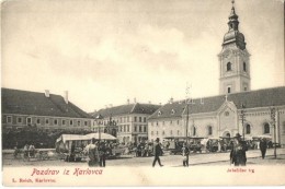** T2 Károlyváros, Karlovac; Jelacic Tér, Templom, Piac / Jelacicev Trg / Square, Church,... - Unclassified
