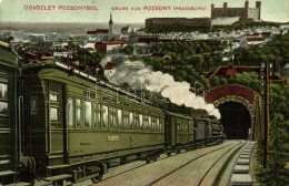 T2 Pozsony, Pressburg, Bratislava; Vár, Vasúti Alagút, GÅ‘zmozdony / Castle, Railway Tunnel,... - Zonder Classificatie