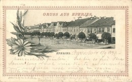 T4 1897 Eperjes, Presov; Utcakép, Kosch Árpád Kiadása / Street View, Floral (b) - Zonder Classificatie