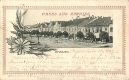 T4 1897 Eperjes, Presov; Utcakép, Kosch Árpád Kiadása / Street View, Floral (b) - Non Classés