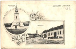 T2 Zsibó, Jibou; Református Templom, Piac Részlet, Szecessziós Lap / Calvinist Church,... - Zonder Classificatie