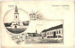 T2 Zsibó, Jibou; Református Templom, Piac Részlet, Szecessziós Lap / Calvinist Church,... - Non Classificati