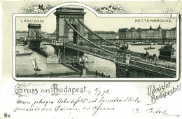 T4 1898 Budapet, Lánchíd, Litho (vágott / Cut) - Zonder Classificatie