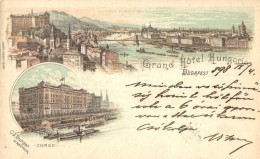 T2/T3 1898 Budapest, Corso, Grand Hotel Hungaria, Litho (EK) - Zonder Classificatie