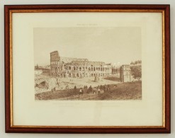 Roma Colosseum Metszet, Modern Repró, üvegezett Keretben, 14×20 Cm - Non Classificati