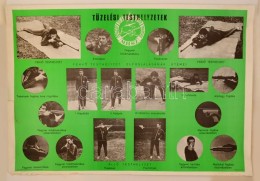 Cca 1980 Tüzelési Testhelyzetek, MHSZ Oktató Plakát, Szakadással, 69x99 Cm - Zonder Classificatie