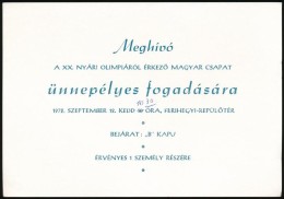 1972 Meghívó A XX. Nyári Olimpiáról érkezÅ‘ Magyar Csapat... - Zonder Classificatie