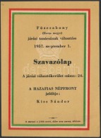 1957 Szavazólap, Füzesabony - Non Classificati