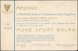 1936 'Becsülettel A Hazáért!' Meghívó A MOVE Budapesti Társadalmi Sport... - Unclassified