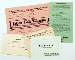 Cca 1930-40 Tenisszel Kapcsolatos Nyomtatványok, Borítékok,vegyes Méretben és... - Ohne Zuordnung