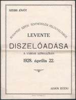 1928 Újpest. Meghívó A Levente Intézményt Bemutató... - Zonder Classificatie