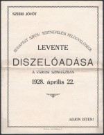1928 Újpest. Meghívó A Levente Intézményt Bemutató... - Non Classificati