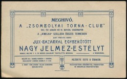 1913 Meghívó A Zsombolyai Torna Club Nagy Jelmezestélyére A Jemelka... - Zonder Classificatie