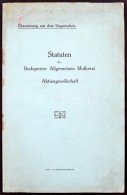 1911 Statuten Der Budapester Allgemeinen Molkerei Aktiengeselschaft, Hiányos  Hátsó... - Ohne Zuordnung